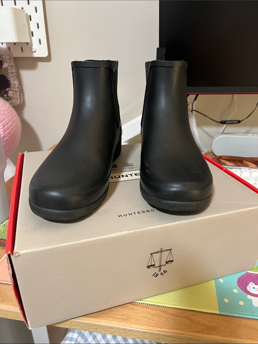 Hunter Black Chelsea Rain Ankle Boots